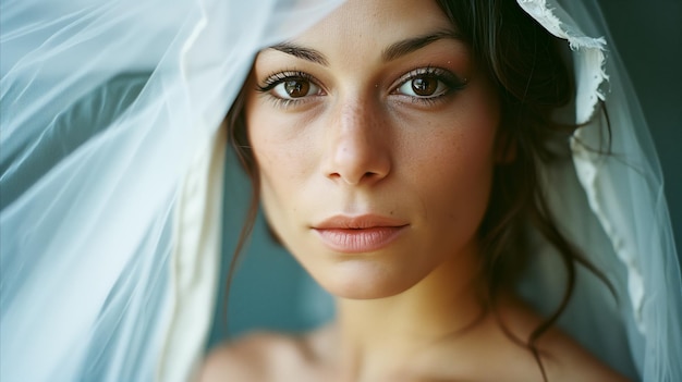 Serena novia en velo retrato boda elegancia y belleza