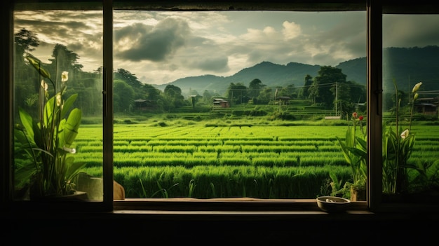 La serena vista del campo desde la ventana