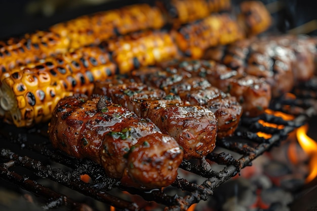 Serenata a la parrilla Tender Skewers con sabor a hierbas frescas de jardín Comida callejera