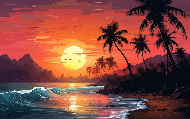 Serene Escape Strandschönheit mit Palmen