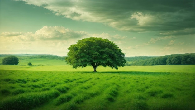 Serene Meadow mit zentralem Baum