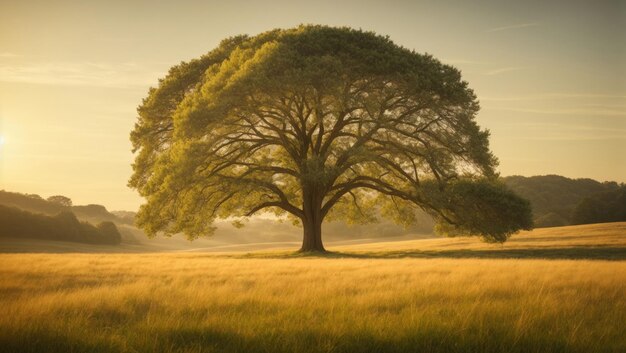 Serene Meadow mit zentralem Baum