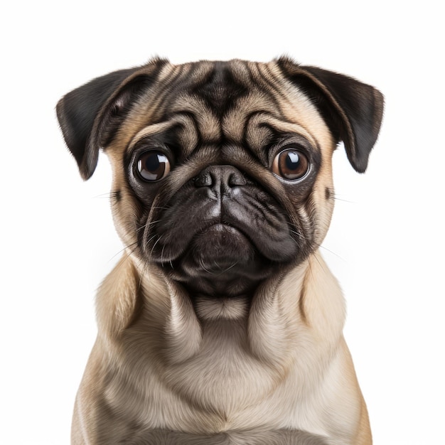 Serene Pug Dog com Olhos Grandes em Graflex Speed Graphic Style