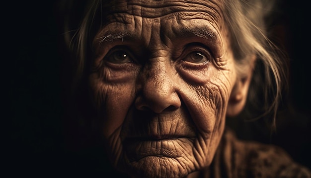 Foto serene senior woman looking at camera beauty in aging process generated by artificial intelligence