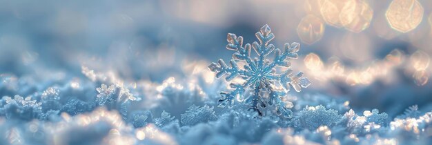Serene Winter Magic Sparkling Snowflake CloseUp em tons azuis de cristal