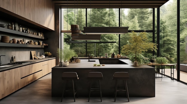 Serene Zen Kitchen Diseño minimalista mezclado con elegancia orgánica