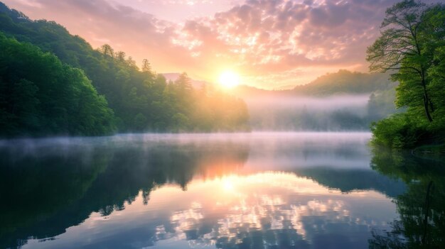 La serenidad del amanecer en el lago ha generado