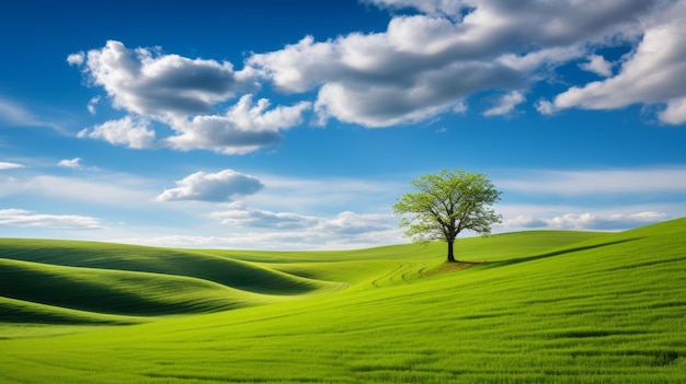 Serenidad y armonía Un cautivador árbol de resolución 8k en los campos verdes