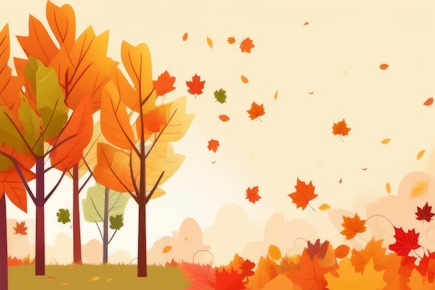 La serenidad dorada cautivadora de las hojas de otoño en un tranquilo paisaje de otoño