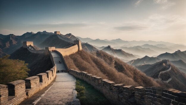 Serenidad dorada La Gran Muralla China al atardecer