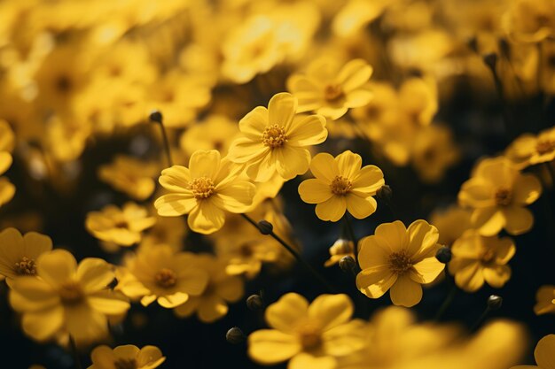 Serenidad encantadora Un viaje de 32 SoftFocus a las flores de pétalos amarillos