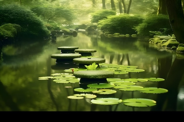 La serenidad del jardín de piedra japonés