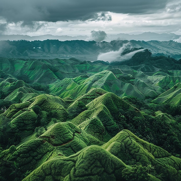 Serenidad de las montañas verdes