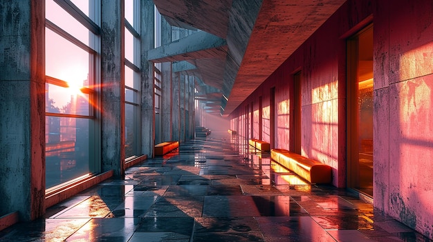 Serenidad Pastel Interior Rosa Abstracto Habitación vacía Renderizado en 3D