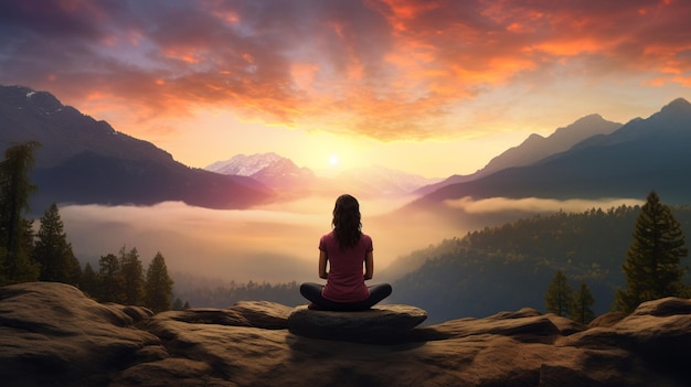 la serenidad en la puesta del sol la meditación