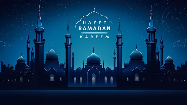 La serenidad del Ramadán Una mezquita iluminada por la noche Los mensajes de Mubarak del Ramadán se entrelazan con la belleza tranquila de la celebración del mes sagrado