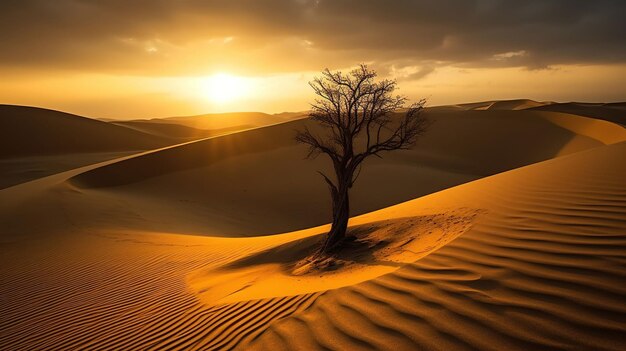 Serenidad tranquila en el desierto durante la hora dorada