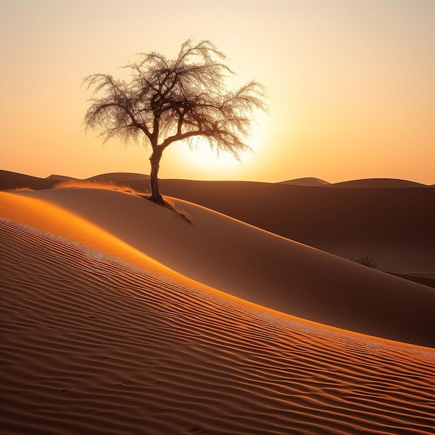 Serenidad tranquila en el desierto durante la hora dorada