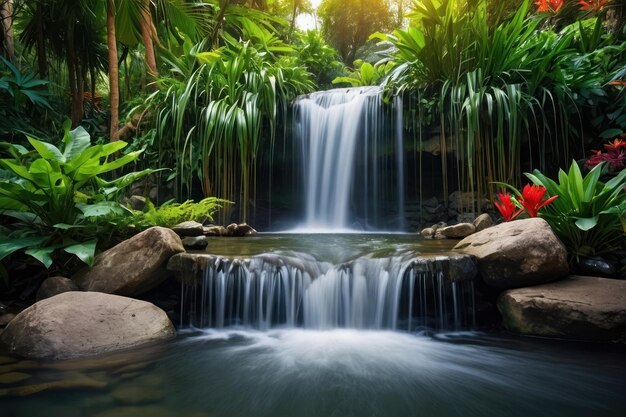 Foto serenidade da cachoeira tropical