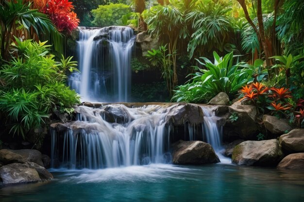 Foto serenidade da cachoeira tropical