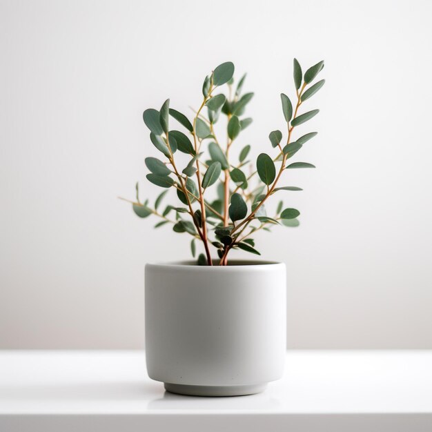 Serenidade em miniatura minimalista planta suculenta em uma tigela branca IA generativa