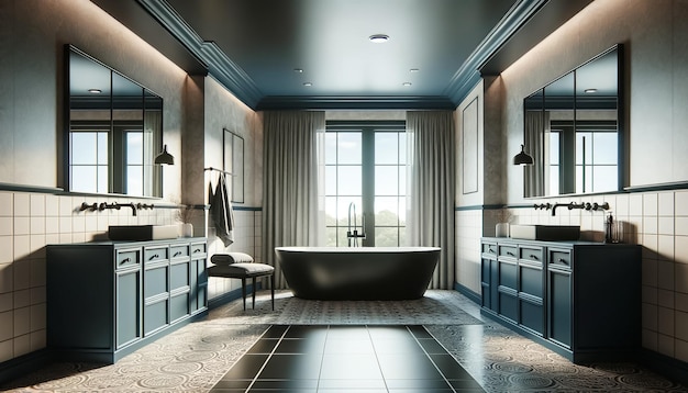 Foto serenidade moderna um oásis de banheiro espaçoso com acessórios elegantes