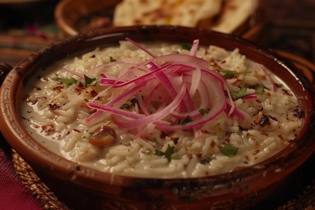 Foto serenidade saborosa uma tigela de haleem