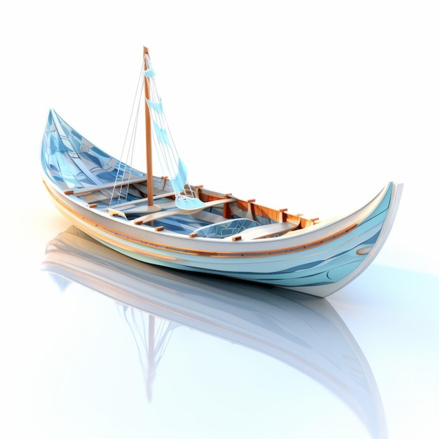 Serenity Boat impressionante arte fotográfica 3D azul e branco