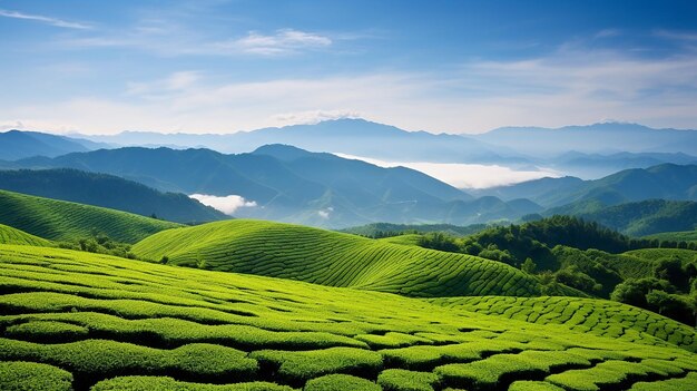 Foto serenity brew fotografías de jardín de té en alta definición que capturan la belleza pacífica de