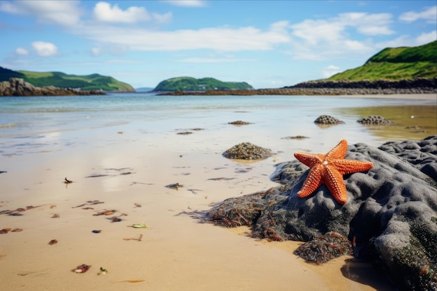 Foto serenity encontró un refugio de estrellas de mar en las playas del condado de donegals en irlanda