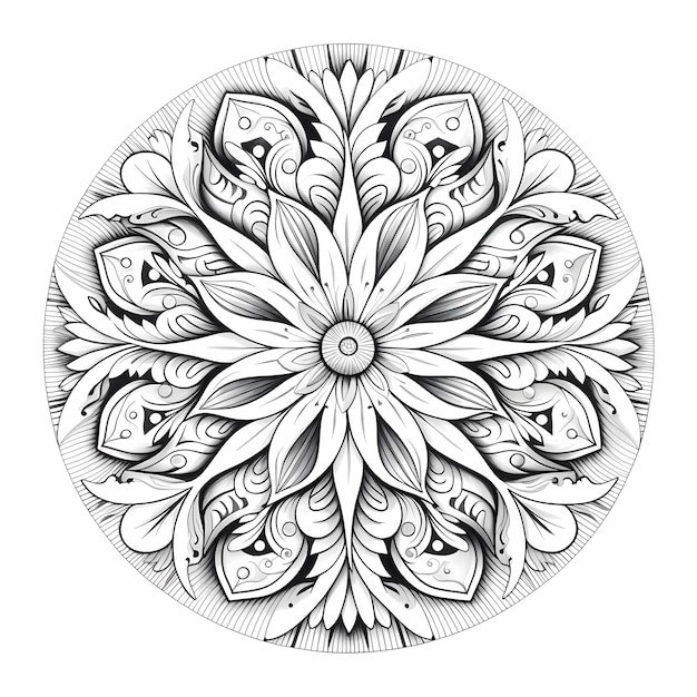 Serenity Holiday Black Mandala Malseite mit feinen Linien für Erwachsene