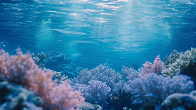 Un sereno arrecife de coral que se está muriendo gradualmente debido a la persistente contaminación acústica de las cercanías