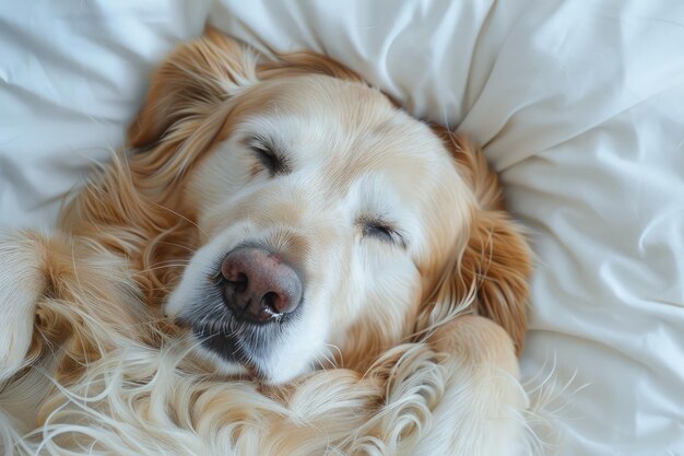 Sereno Golden Retriever disfrutando de una siesta pacífica en la felicidad generativa de la IA