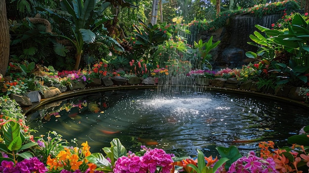 Foto el sereno jardín botánico transformado en un país de las maravillas florales para la feria de las flores