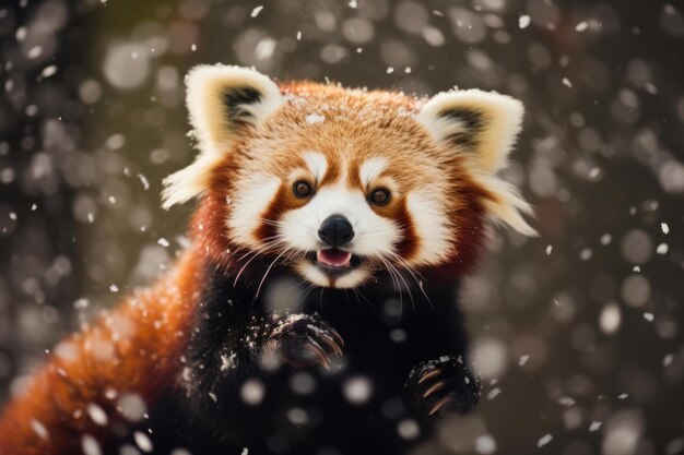 Sereno panda vermelho neve de inverno Gerar Ai