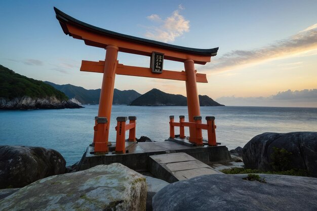 Foto sereno portão do templo japonês