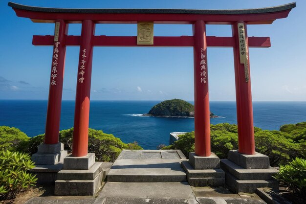 Foto sereno portão do templo japonês