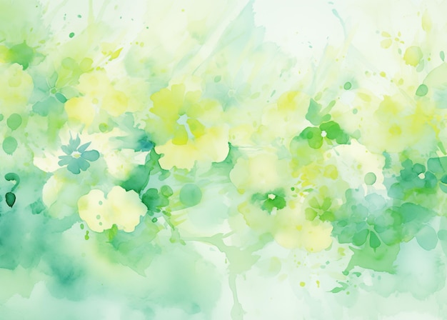 Sereno verde y amarillo fondo de acuarela floral relajante lavados orgánicos suaves de color pacífico