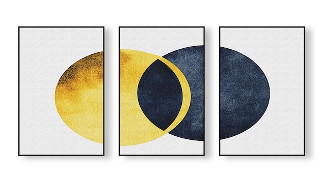 una serie de carteles enmarcados con la luna y la luna a la derecha