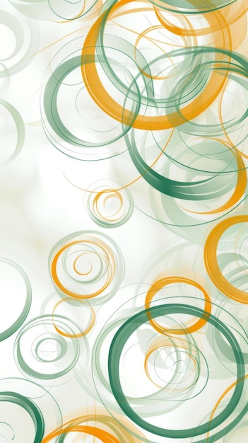 Una serie de círculos en varios tonos de verde y naranja