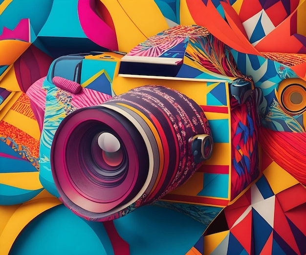 Una serie colorida de imágenes de una cámara y una cámara