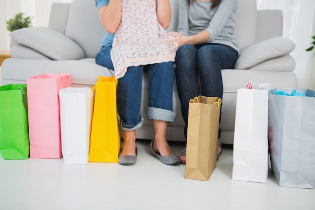 Serie de coloridos bolsos de compras