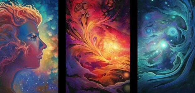 Una serie de cuadros con diferentes colores y las palabras 'fuego' en ellos