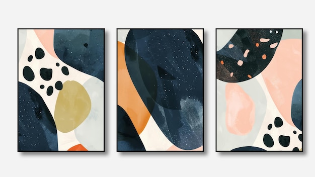 una serie de cuatro pinturas con diferentes colores y formas