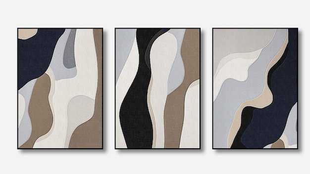 una serie de cuatro pinturas con un patrón blanco y negro