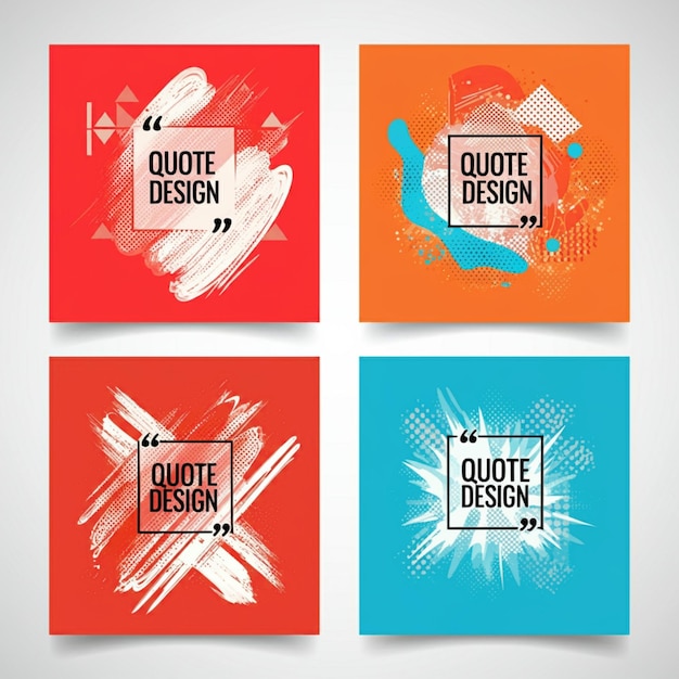 una serie de cuatro tarjetas de diferentes colores con las palabras "citación", "citación de diseño", "diseño"