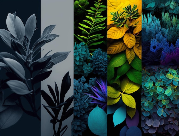 Una serie de diferentes plantas con diferentes colores.