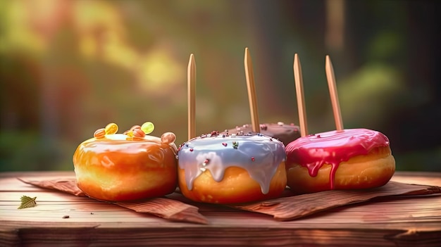 Una serie de donuts con diferentes sabores en ellos