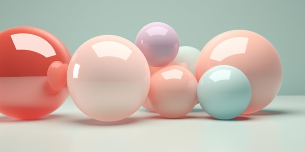 Una serie festiva de esferas flotantes contra un lienzo rosado