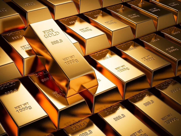 Serie de fondo de lingotes de oro Concepto financiero 3d render
